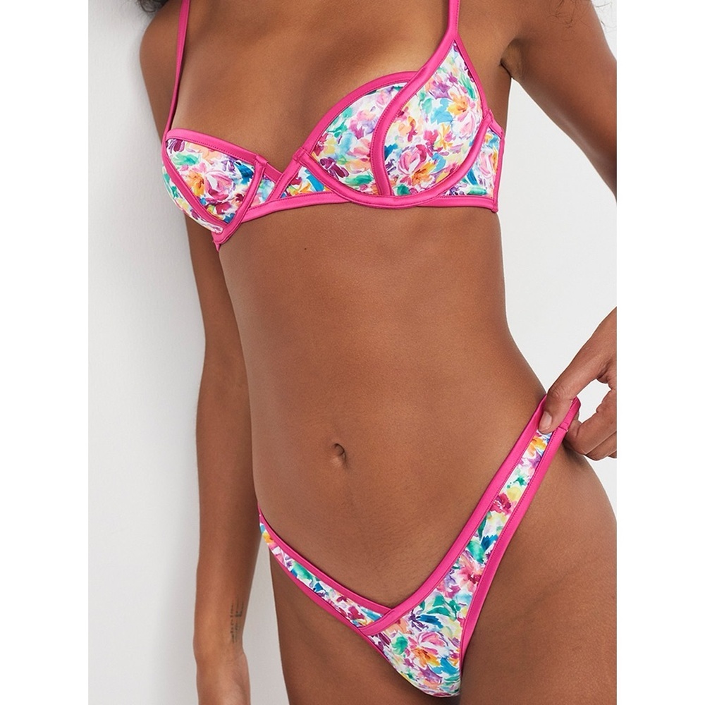 💕 FOR LOVE & LEMONS watercolor floral thong panty NEW size M